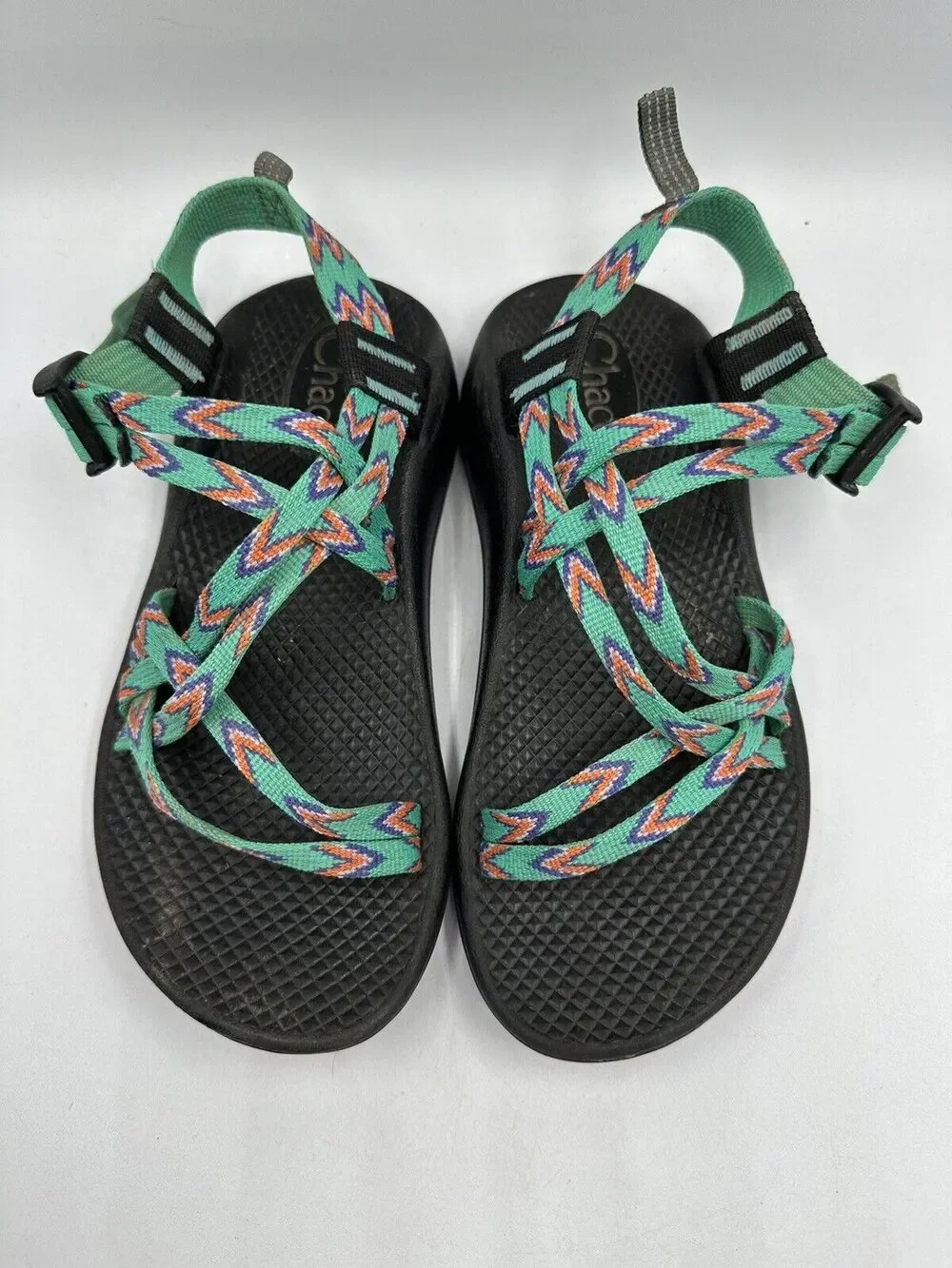 Chaco ZX/1 Youth Girls Sz 3 Shoes Green Purple Strappy Adjustable Hiking Sandals